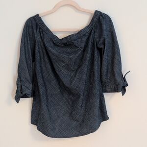 eShakti Navy Off-Shoulder Blouse